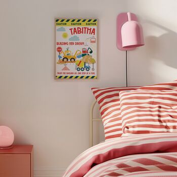 Personalised Construction Vehicle Bedroom Print, 5 of 9