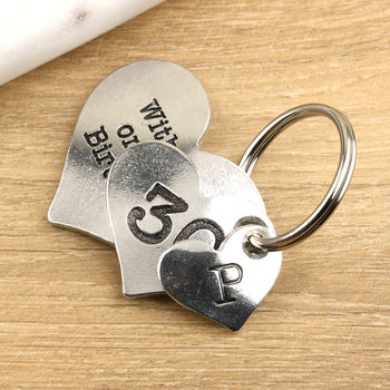 30th Birthday Gift Personalised Heart Two Pc Key Ring, 7 of 8