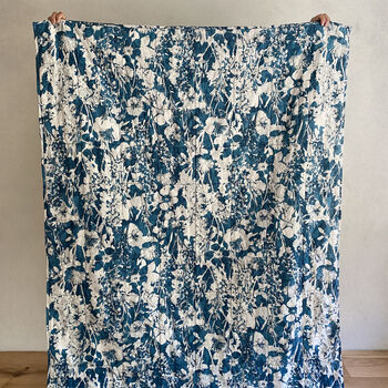 Everly Linen Quilted Throw Teal Blue, 2 of 7