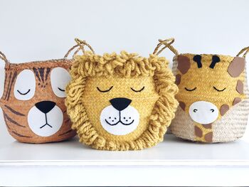 Yellow Lion Animal Seagrass Belly Basket, 3 of 3