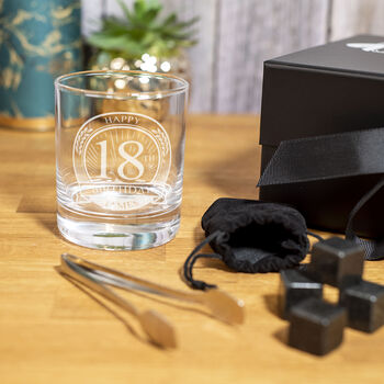 Luxury 18th Birthday Whiskey Glass And Stones Gift Set, 4 of 4