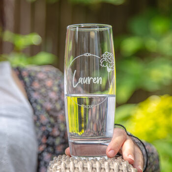 Personalised Birth Flower Hi Ball Glass Tumbler, 3 of 10