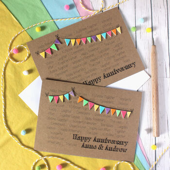 Personalised Happy Anniversary Card With Bright Bunting, 2 of 6