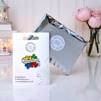 Different Not Less Spectrum Puzzle Enamel Pin Badge, Neurodivergent, Asperger's Syndrome, Autism Awareness Gifts, 2 of 8