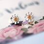Sterling Silver Daisy Stud Earrings With Gold Centres, thumbnail 3 of 9