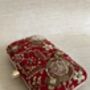 Red Handcrafted Velvet Clutch Bag, thumbnail 4 of 8