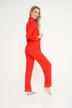 Personalised Super Soft Red Long Jersey Pyjamas, 8 of 10