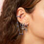 Isabella Blue Silver Cross Huggie Earrings, thumbnail 2 of 2