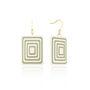 Matching Earrings And Necklace | Cream And Green | Rectangle Set, thumbnail 3 of 11