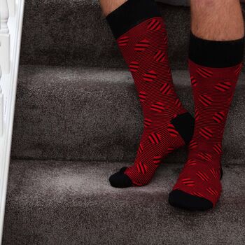Customised Red Luxury Men's Socks Three Pair Gift, 2 of 10