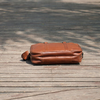 Minimalist Leather Briefcase Laptop Bag, 7 of 10