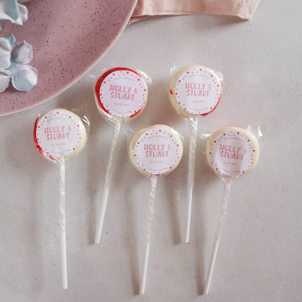 Personalised Polka Dot Wedding Favour Lollipops, 1 of 5