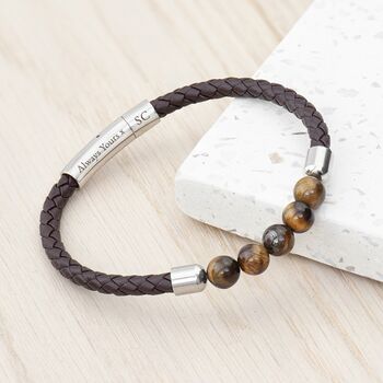 Personalised Mens Woven Tiger's Eye Bracelet, 4 of 7