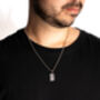 Silver Rectangle Hammered Pendant Chain Necklace For Men, thumbnail 2 of 12