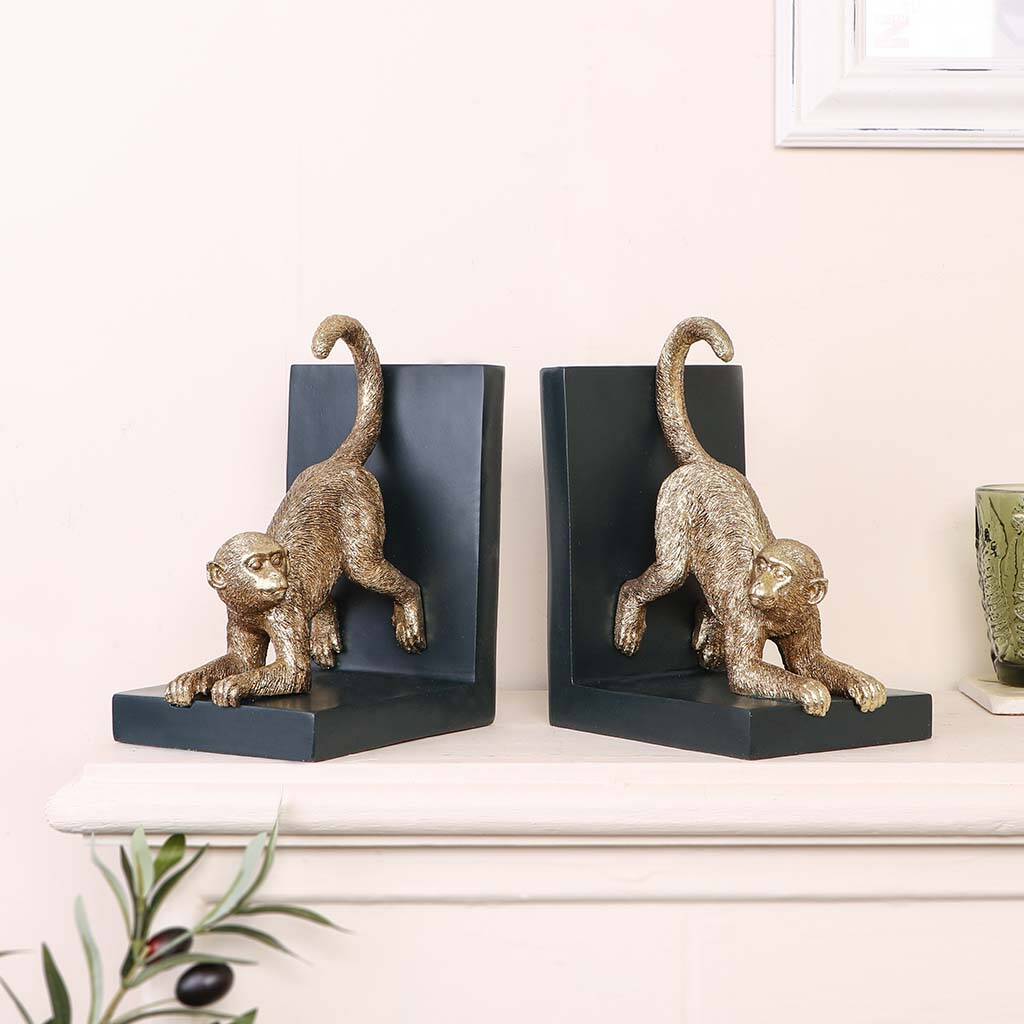 Luxury Golden Monkey Weighted Bookends By Dibor