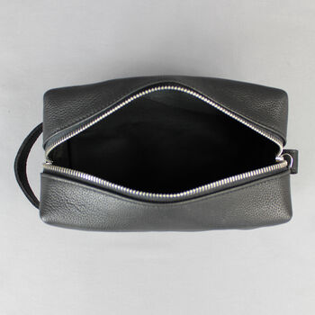 Black Leather Cosmetics Bag With Gunmetal Zip, 8 of 8