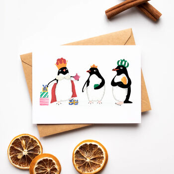 'We Three Pengwingkings' Penguin Christmas Cards, 5 of 10