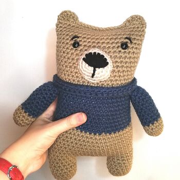 Handmade Chunky Crochet Square Bear Soft Toy, 4 of 5