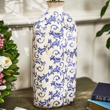 Solene Blue Botanical Bottle Vase, 3 of 7