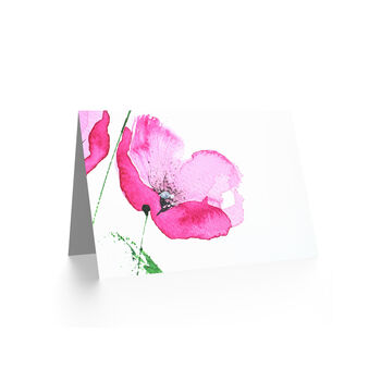 Poppy Flower Bloom Pink Watercolour Nature Art Card, 2 of 4