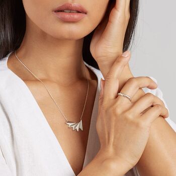 Sterling Silver Geometric Fan Necklace, 10 of 10