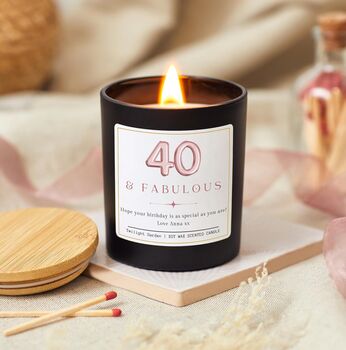 40th Birthday Gifts For Women, Personalised Candle 40 And Fabulous, 5 of 10