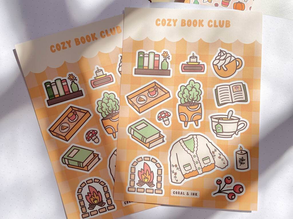 Cozy Book Club Planner And Journal Sticker Sheet