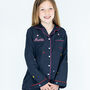 Personalised Girl's Christmas Embroidered Multi Star Cotton Pyjamas, thumbnail 1 of 5