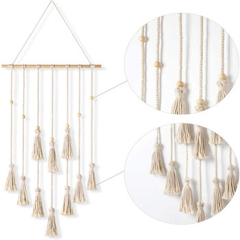 Macrame Hanging Photo Displays With 30 Wood Clips, 4 of 4