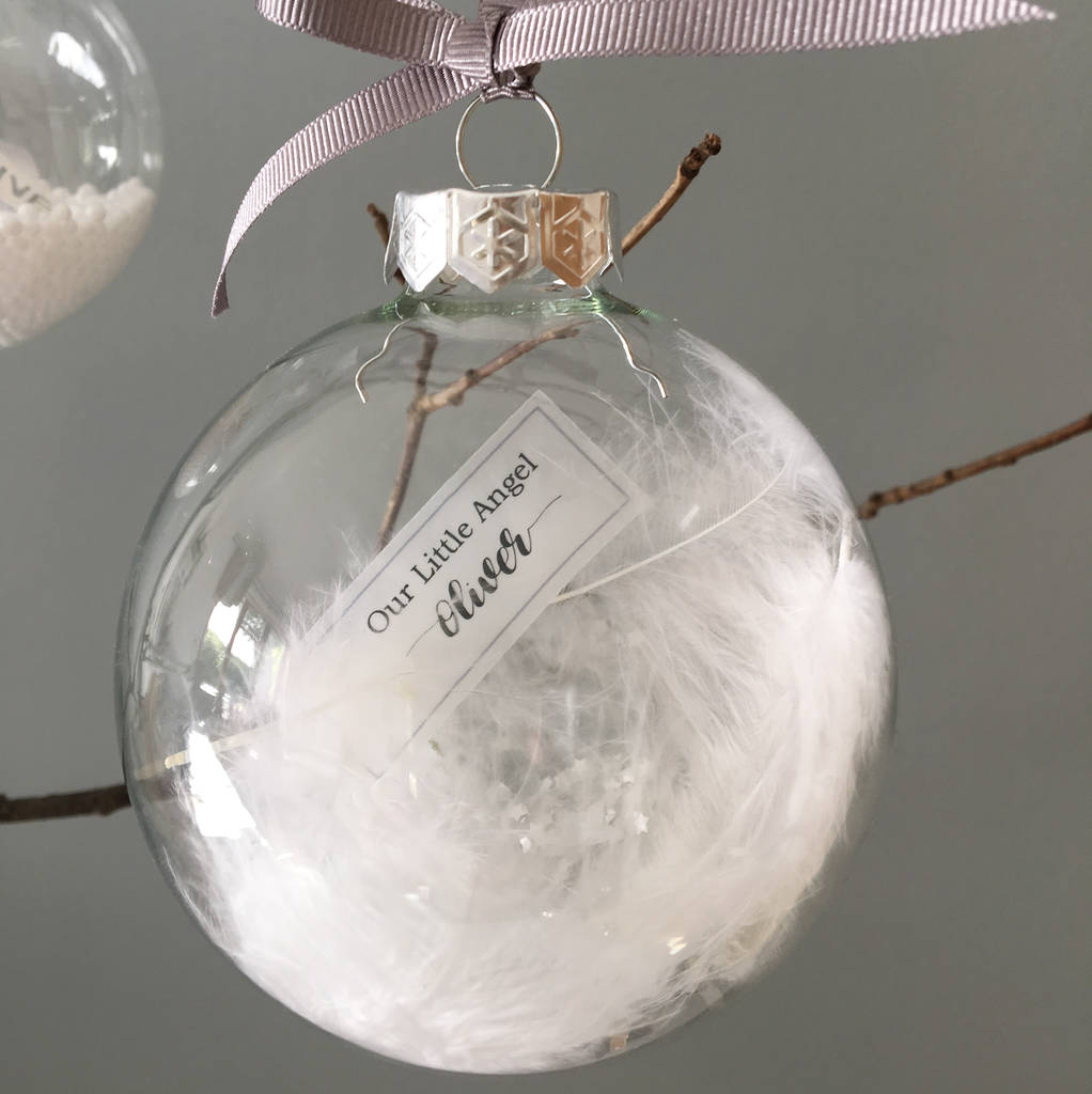 Personalised Memorial Christmas Feather Filled Bauble, 1 of 10