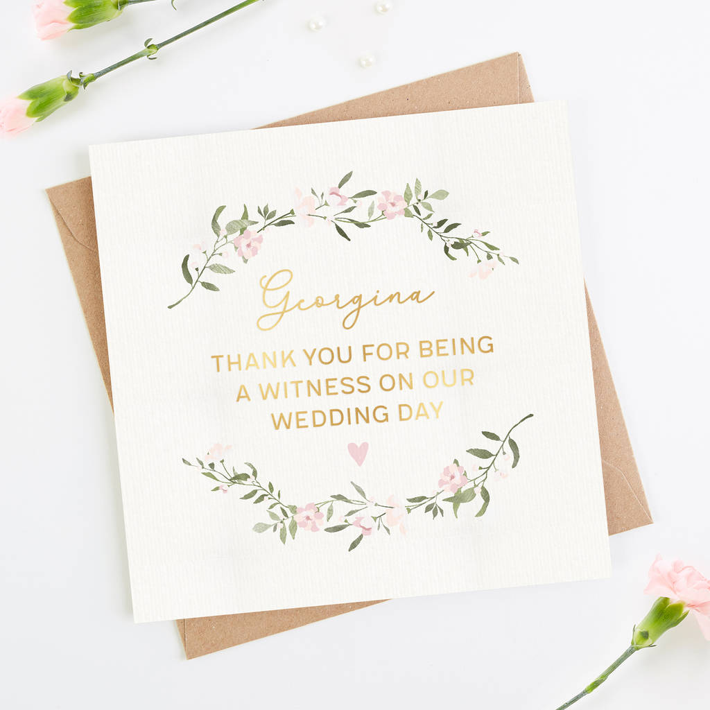 Thank You Witness Wedding Personalised Foil Card By LOOM Weddings ...