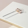 Sterling Silver Rose Gold Ball And Bar Drop Earrings, thumbnail 1 of 4