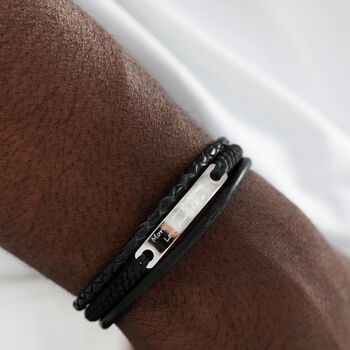 Personalised Men's Multi Strand Leather Bracelet, 2 of 9
