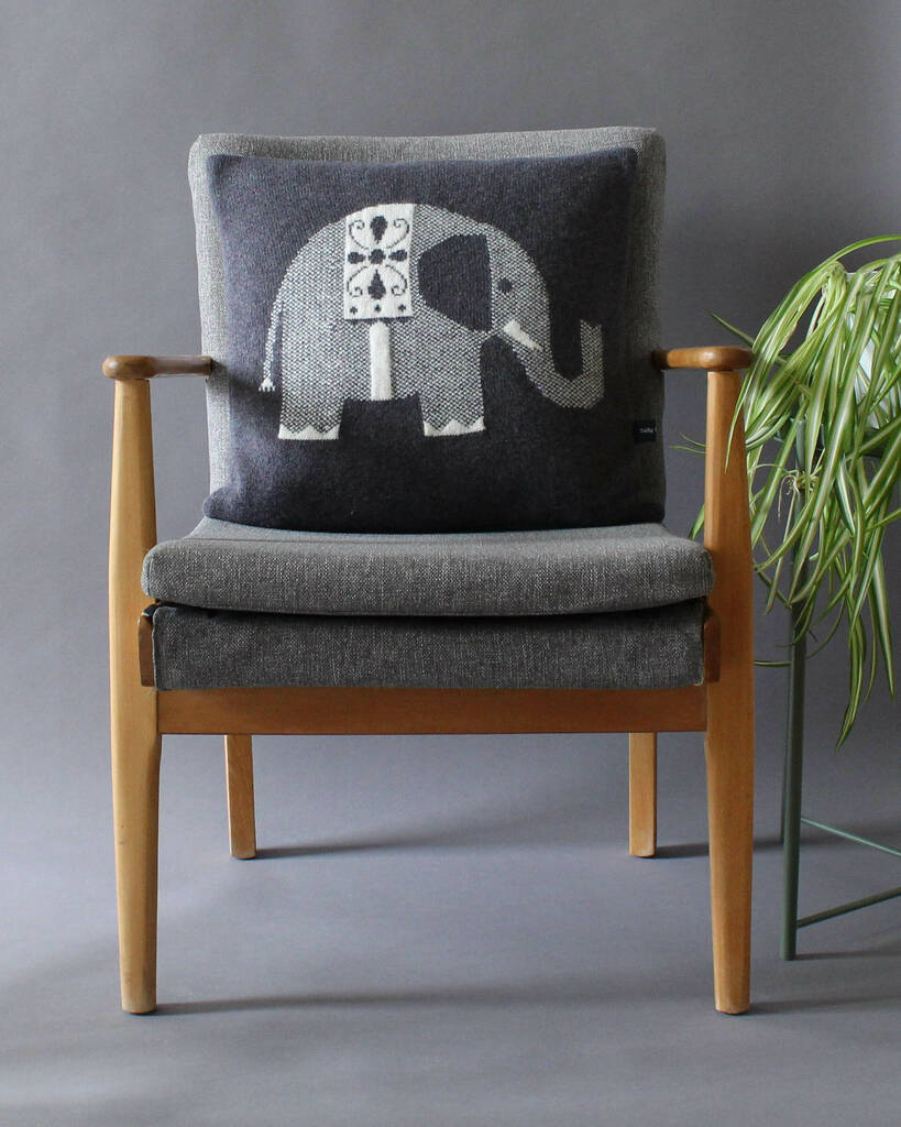 Elephant Cushion In Knitted Lambswool, 1 of 6