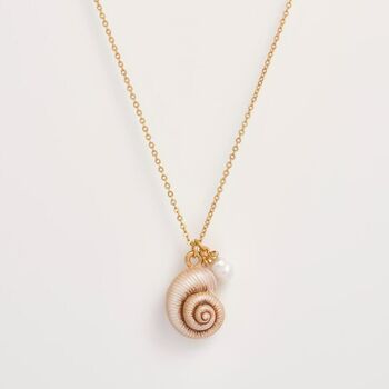 Sea Snail Shell And Pearl Short Necklace, 2 of 6