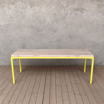 Itchen Ash Dining Table Neon Yellow Legs, 2 of 5