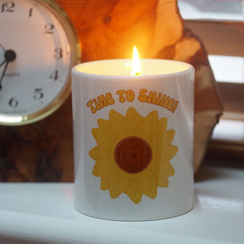 Personalised Crochet Print Sunflower Candle, 2 of 3