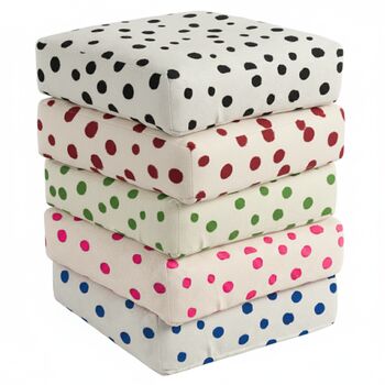 Hand Painted Linen Floor Cushion Cube In Polka Dot Print, 2 of 12