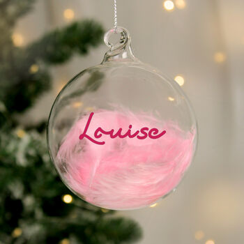 Personalised Pink Feather Bauble Christmas Gift, 2 of 5