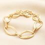 Stainless Steel Large Marquise Link Chain Bracelet In Gold, thumbnail 1 of 4