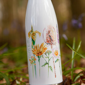 Inky Wildflower Thermal Bottle With Personalisation, 3 of 12
