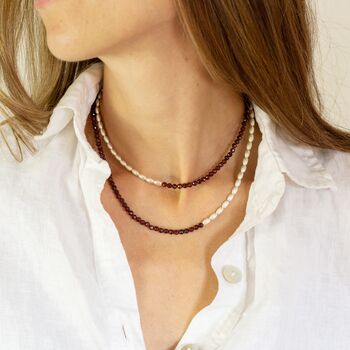 Garnet And Sterling Silver Double Stranded Bracelet Or Single Strand Necklace, 4 of 10