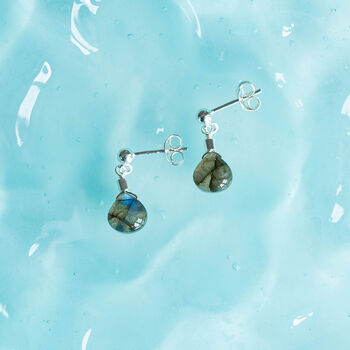 Labradorite Drop Stud Earrings Second Light Collection, 3 of 4