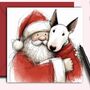 Bull Terrier Christmas Card. A Christmas Hug, thumbnail 1 of 2