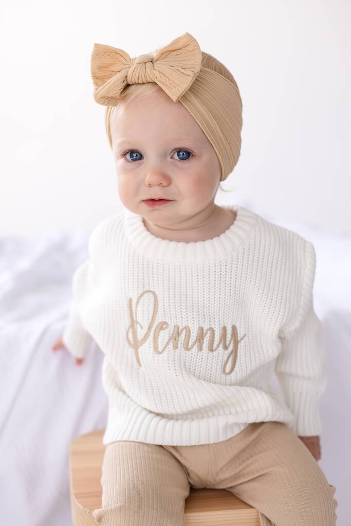 Embroidered Personalised Name Knitted Jumper, 1 of 6