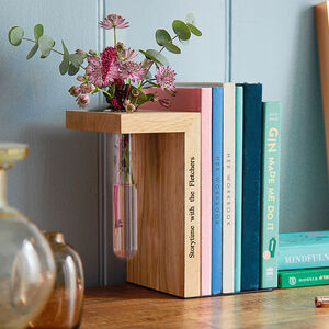 Solid Oak Personalised Bookend Stem Vase