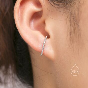 Sterling Silver Minimalist Skinny Cz Earlobe Cuff Earring, 5 of 11