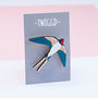 Wooden Swallow Brooch, thumbnail 2 of 7