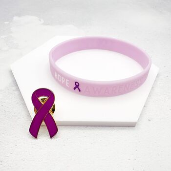 Purple Awareness Ribbon Bracelet Wristband, 5 of 8