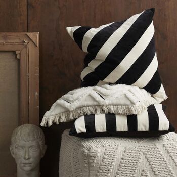 Izra Fluffy Zig Zag Monochrome Cushion, 6 of 10